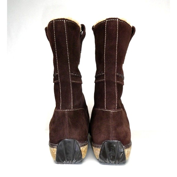 Timberland Winter Boots Women Size 9 Mid Calf Brown Suede Pull on Sherling - Picture 4 of 14